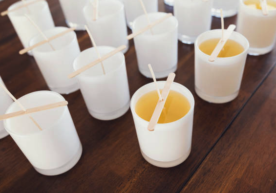 white candle jars
